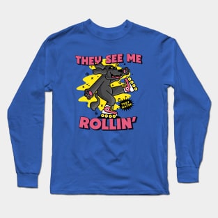 They See Me Rollin' They Hatin' // Rollerblading Dog Long Sleeve T-Shirt